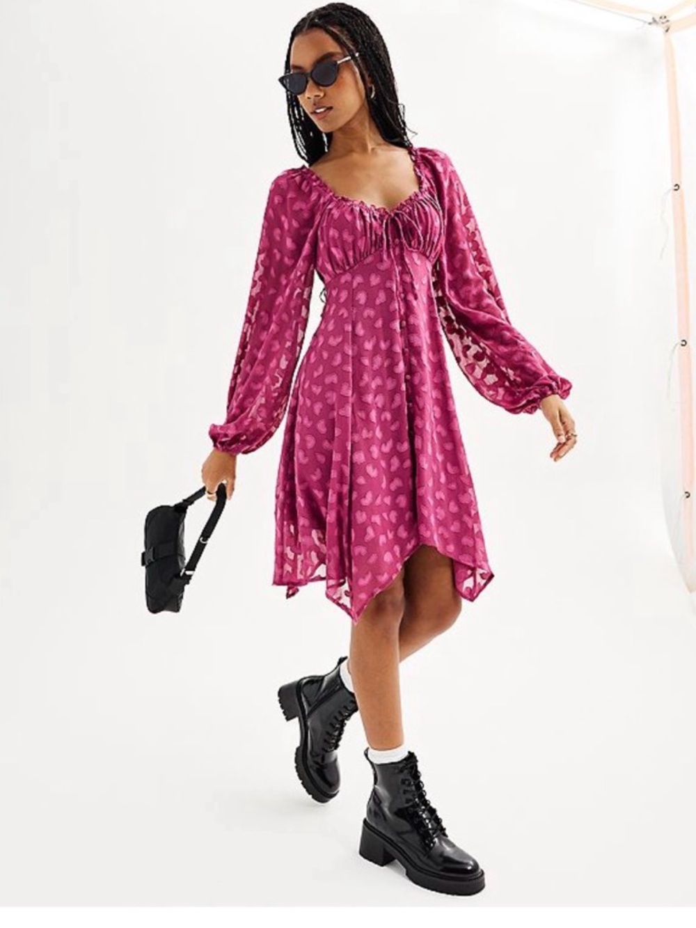 Women’s boho chic Long Sleeve Tie-Front Dress
